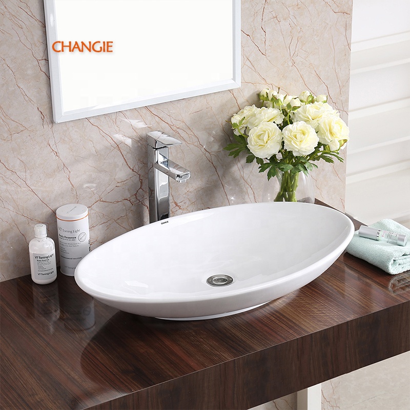 Changie Bathroom Ceramic Basin for Washing Sink For Hotel Exhibition Washroom 63001