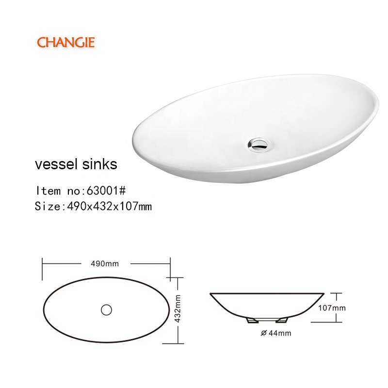 Changie Bathroom Ceramic Basin for Washing Sink For Hotel Exhibition Washroom 63001