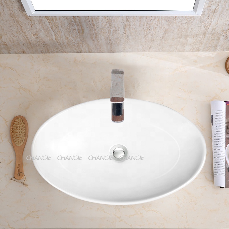 Changie Bathroom Ceramic Basin for Washing Sink For Hotel Exhibition Washroom 63001