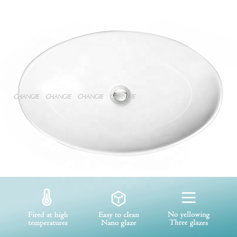 Changie Bathroom Ceramic Basin for Washing Sink For Hotel Exhibition Washroom 63001