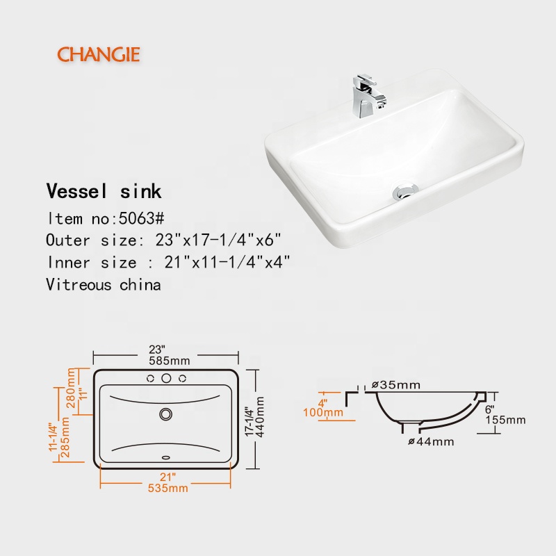 Bathroom Ceramic sink For Washing basin For Hotel Exhibition Washroom 5063