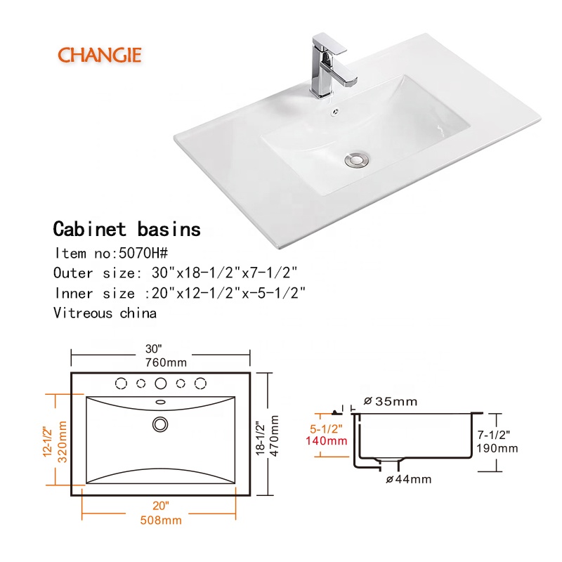 Bathroom Ceramic sink For Washing basin For Hotel Exhibition Washroom 5070H